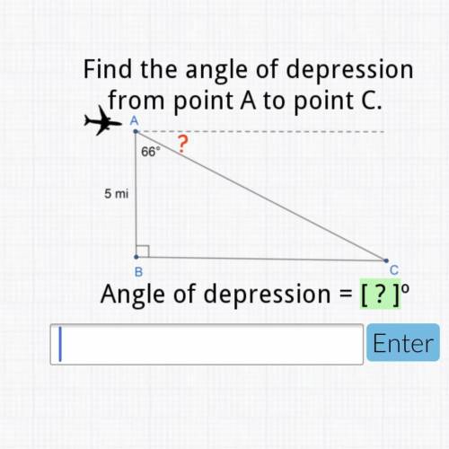 Find the angle of depression from point A to point C. angle of depression = ?
