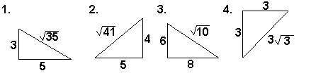 Which of the triangles are right triangles?