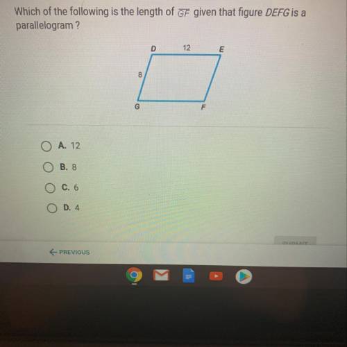 Which of the following is Tj length of GF given that figure DEFG is parallelogram?
Plz help