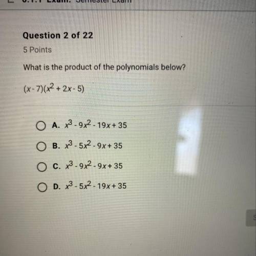 What is the product of the polynomials below (x-7) (x2+2x-5)
