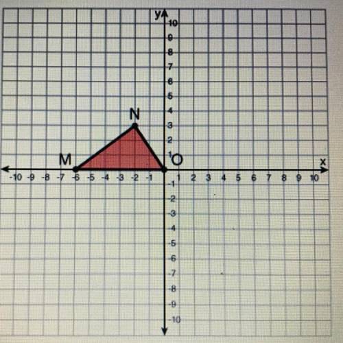 What are the coordinates of M' after triangle MNO is reflected over the y-axis, and rotated 90 degr
