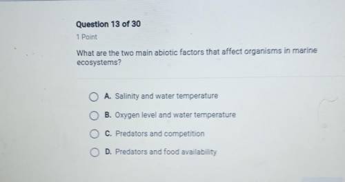 What are the two main a biotic factor that affect organisms in a marine ecosystem