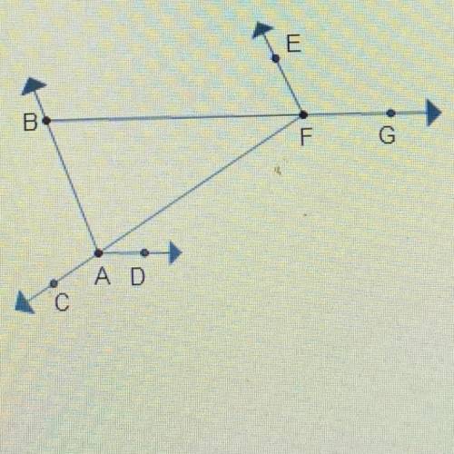 Which represents an exterior angle of triangle ABF?
