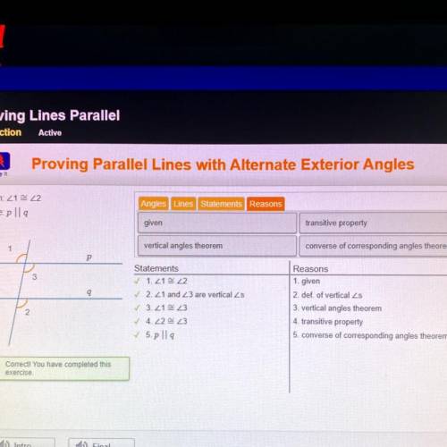 Proving Parallel Lines with Alternate Exterior Angles