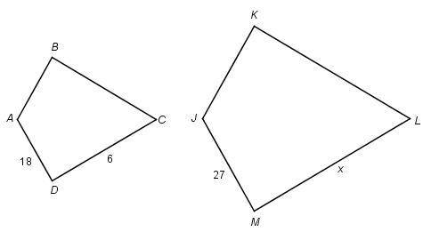 Find the value of x. The polygons are similar, but not necessarily drawn to scale Answer choice: A)