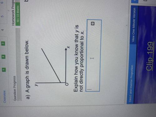 A graph is drawn below Explain how you know that y is not directly proportional to x