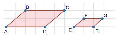 Parallelogram ABCD is dilated to form parallelogram EFGH. Side BC is proportional to side FG. Which