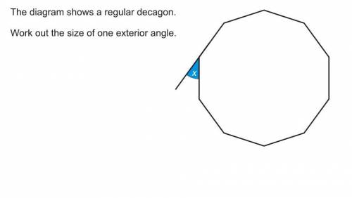 The diagram shows a regular decagon work out the size of one exterior angle