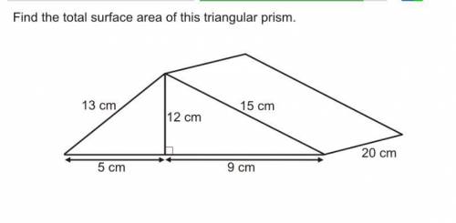 Find the total surface area of this Triangular Prism.