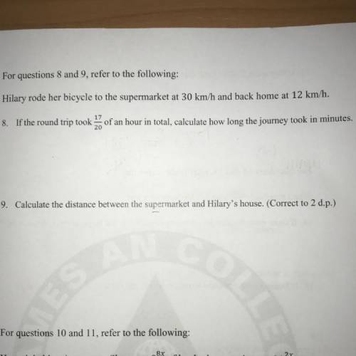 Can I pls have help with question 8 and 9