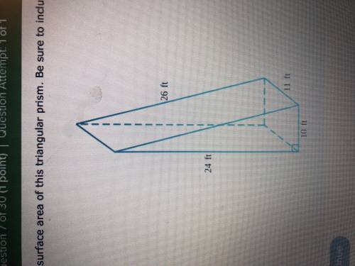 Find the surface area of this triangular prism.