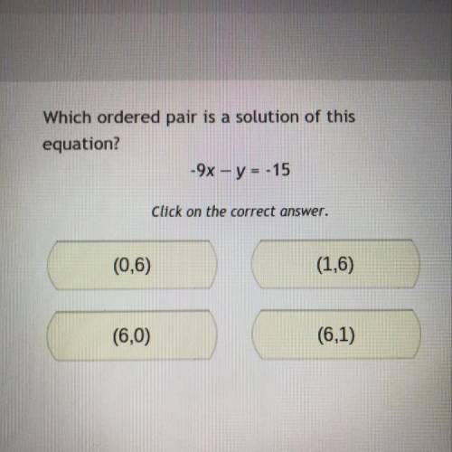 Which ordered pair is a solution of this equation? 
Please and thank you