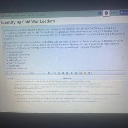 ASAP!!!

In this activity, you'll look at a list of leaders who influenced the course of the Cold