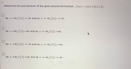 Determine the end behavior of the given polynomial function: f(x)=-x(2x+1)(x+2).