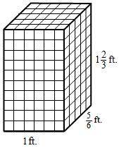 The given right rectangular prism is composed of small cubes. Find the following is the volume of t