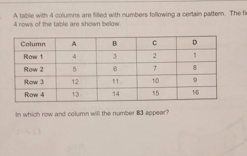 In which row and column will the number 83 appear?