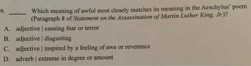 Which meaning of awful most closely matches it’s meaning in the Aeschylus’ poem (Paragraph 8 of Sta