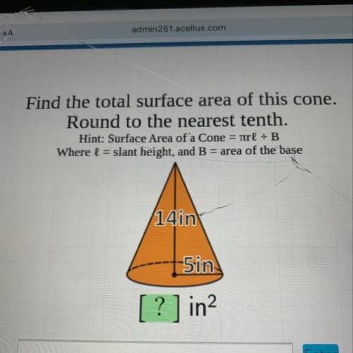 Find the total surface area of this cone.
Round to the nearest tenth.