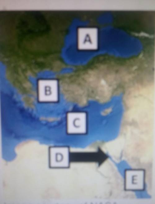 On the map above, the black sea is located at _______, and the Aegean sea is located at________.