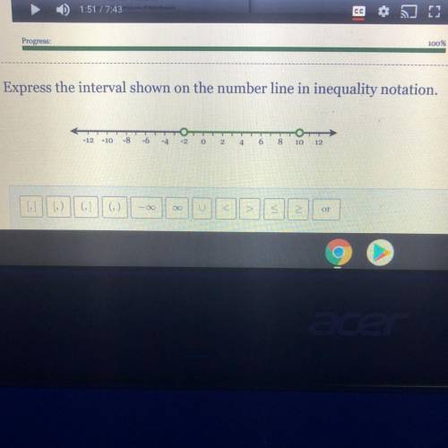 Express the interval shown on the number line in inequality notation.