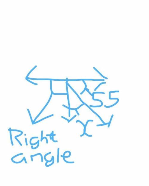 find value of x when one is right angle and other is separated by 2 one of them is 55 (look at the