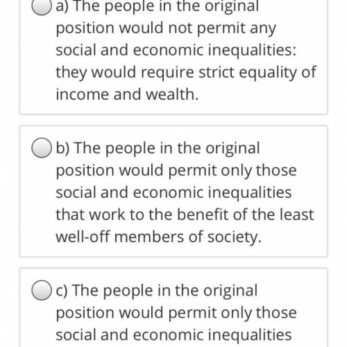 What kind of social and economic inequalities does Rawls believe the people in the original positio