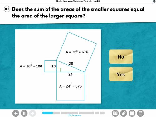 Does the sum of the areas of the smaller Squares equal the area of the large squares