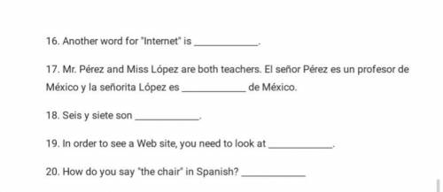 Can someone fill in the blanks with spanish words that fit correctly