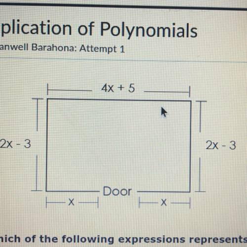 Which of the following expressions represents the width of the door?

a-(4x+5)- x-x
B-(4x+5)-(2x-3