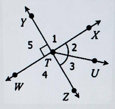 1. Name the vertex of angle 2.

2. Name the sides of angle 4.3. Write another name for angle 3.4.