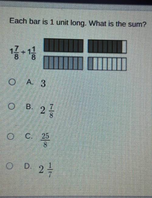 Each bar is 1 unit long. What is the sum?