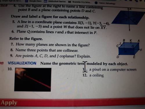 Are points a c d and j coplanar? #9 and #10 please