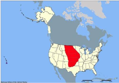 Based on the map, which major ecosystem of the United States is represented by the area shown in re