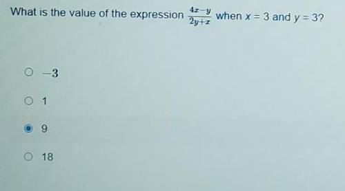 What is the value of the expression 4x-y/2y+z when x=3 and y=3