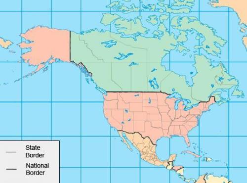 On this map, the border between Canada and the United States is a A) thin black line B) thick black