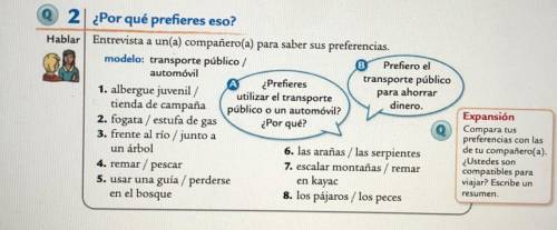 Entrevista a un(a) compañero(a) pars saber sus preferencias.

Need help with questions and answers