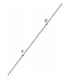 Points P and Q are plotted on a line.

Find a point R so that a 180-degree rotation with center R