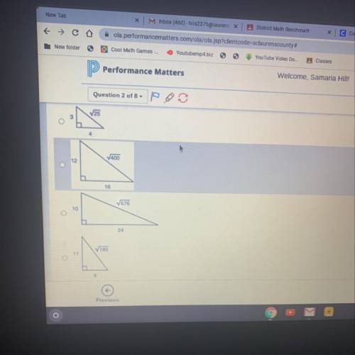 Which triangle has an irrational number as one of its lengths