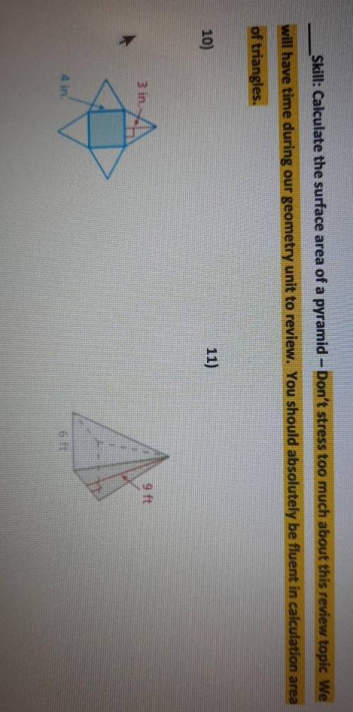 Skill: Calculate the surface area of a pyramid