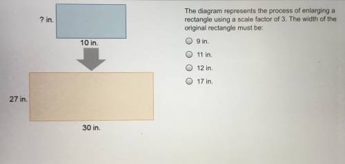 The diagram represents the process of enlarging a rectangular Using a scale factor of 3 the width o