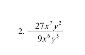 Simplify 27x^7y^2/9x^6y^5