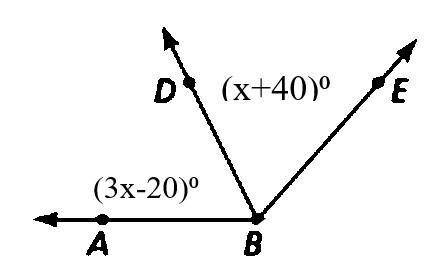 Ray BD bisects ∠ABE. What is the measure of ∠DBE? *