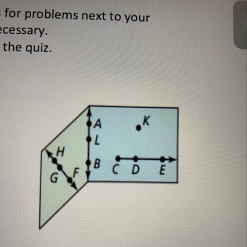 Name three line segments and name three rays