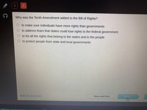 What is the 10th amendment added to the bill of rights