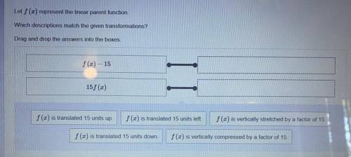 Please! Help this is URGENT!!!

Due in 5 MINS!
Let f (2) represent the linear parent function.
Whi