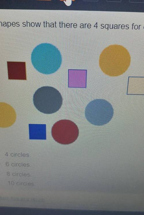 The shapes show that there are 4 squares for every 4 circles. 6 circles 8 circles. 10 circles?

PL