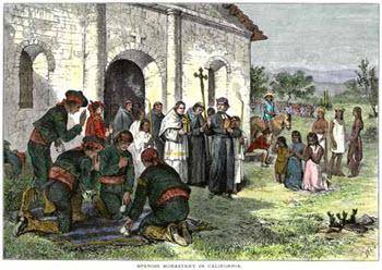 What generalization about the experiences of American Indians on Spanish missions does this image b
