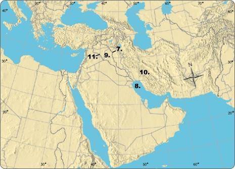 What body of water is indicated by #7?

Nile River
Euphrates River
Tigris River
Persian Gulf
