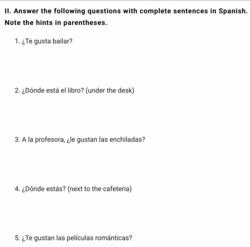 I. Fill in the blanks in the following sentences with the appropriate Spanish vocabulary word(s). N