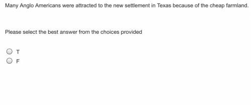 Many Anglo Americans were attracted to the new settlement in Texas because of the cheap farmland. P
